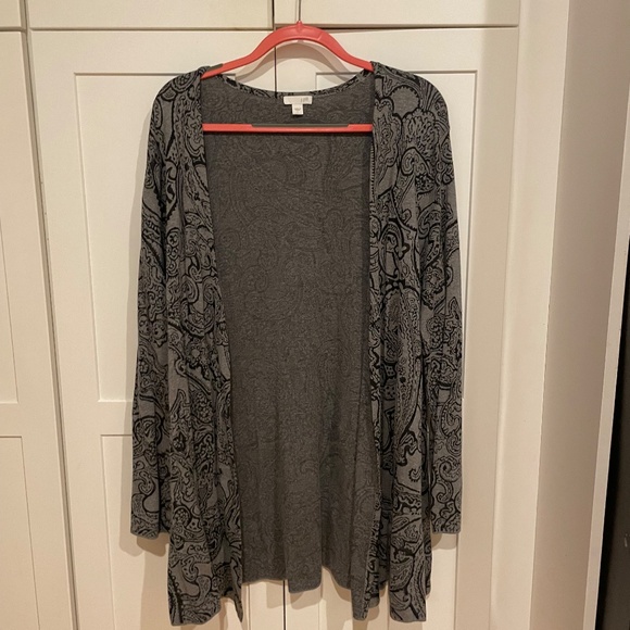 J.Jill Gray paisley open Cardigan - Size Large - Picture 1 of 4
